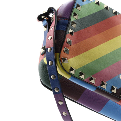 Valentino Garavani Rockstud 1973 Camera Crossbody Bag Striped Leather