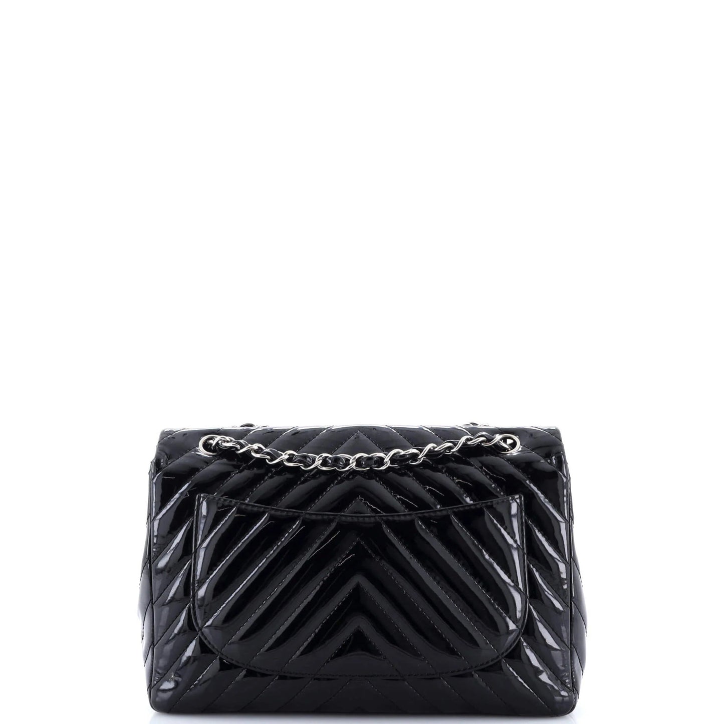 Chanel Classic Single Flap Bag Chevron Patent Jumbo