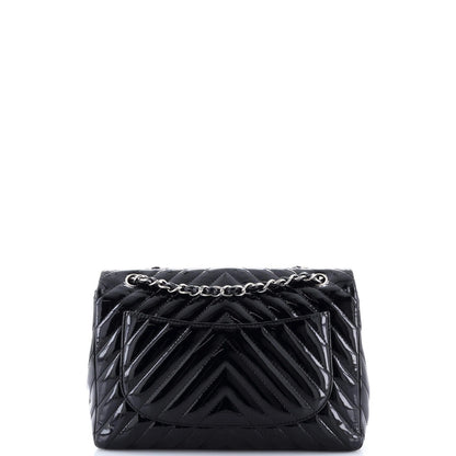Chanel Classic Single Flap Bag Chevron Patent Jumbo