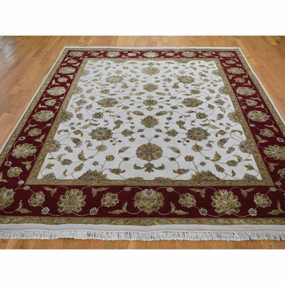 8'X10' Hand Knotted Half Wool And Half Silk Rajasthan Oriental Rug