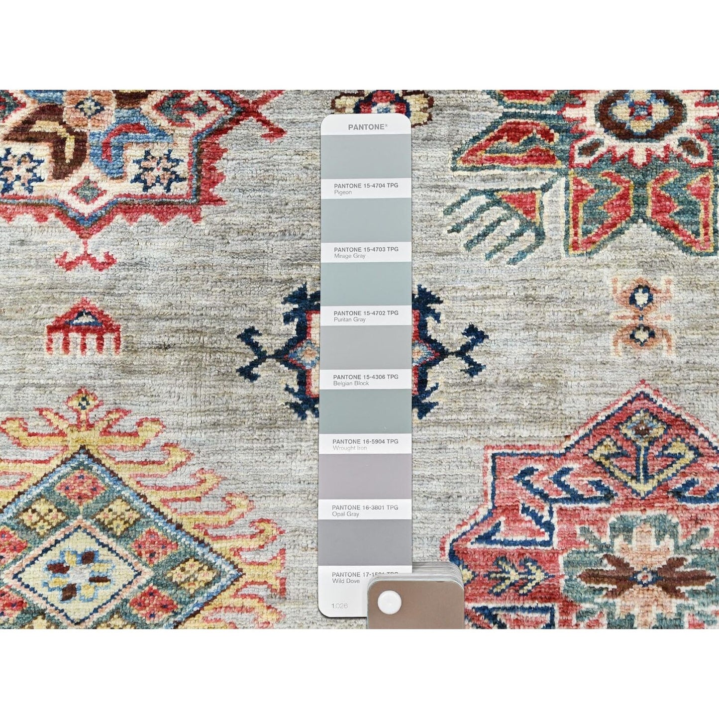 10'X13'6" Light Gray Afghan Super Kazak Soft Wool Hand Knotted Rug