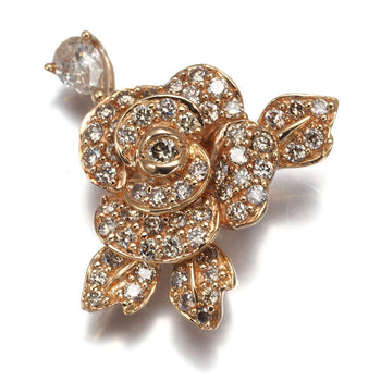 Gstv Pendant Diamond 0.62Ct Flower Rose 18K 750 Rose Gold