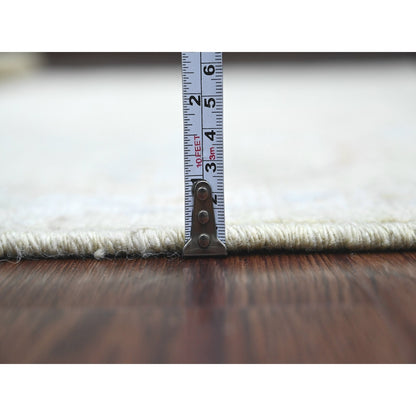 6'2"X6'2" Green Afghan Angora Oushak Hand Knotted 100% Wool Square Rug