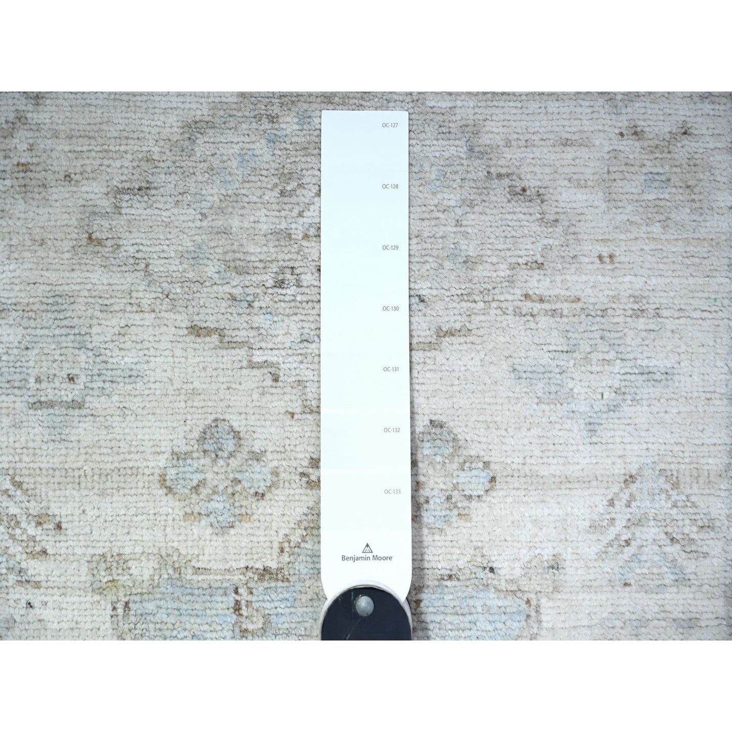 2'7"X9'5" White Hand Knotted Soft Wool White Wash Peshawar Runner Rug