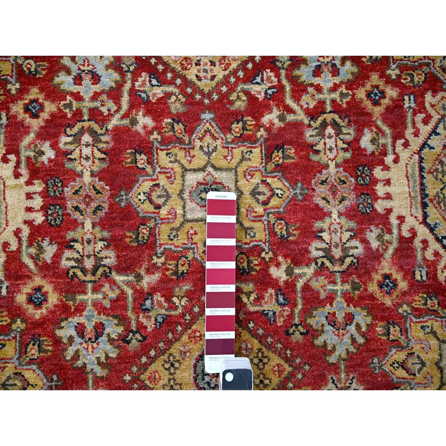 4'1"X6' Red And Black Karjihooz Design Wool Hand Knotted Oriental Rug