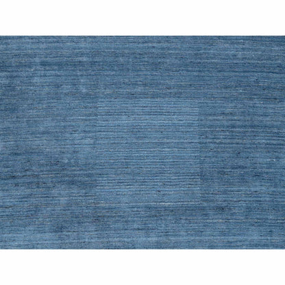 11'9"X11'9" Denim Blue Pure Wool Hand Loomed Modern Design Round Rug