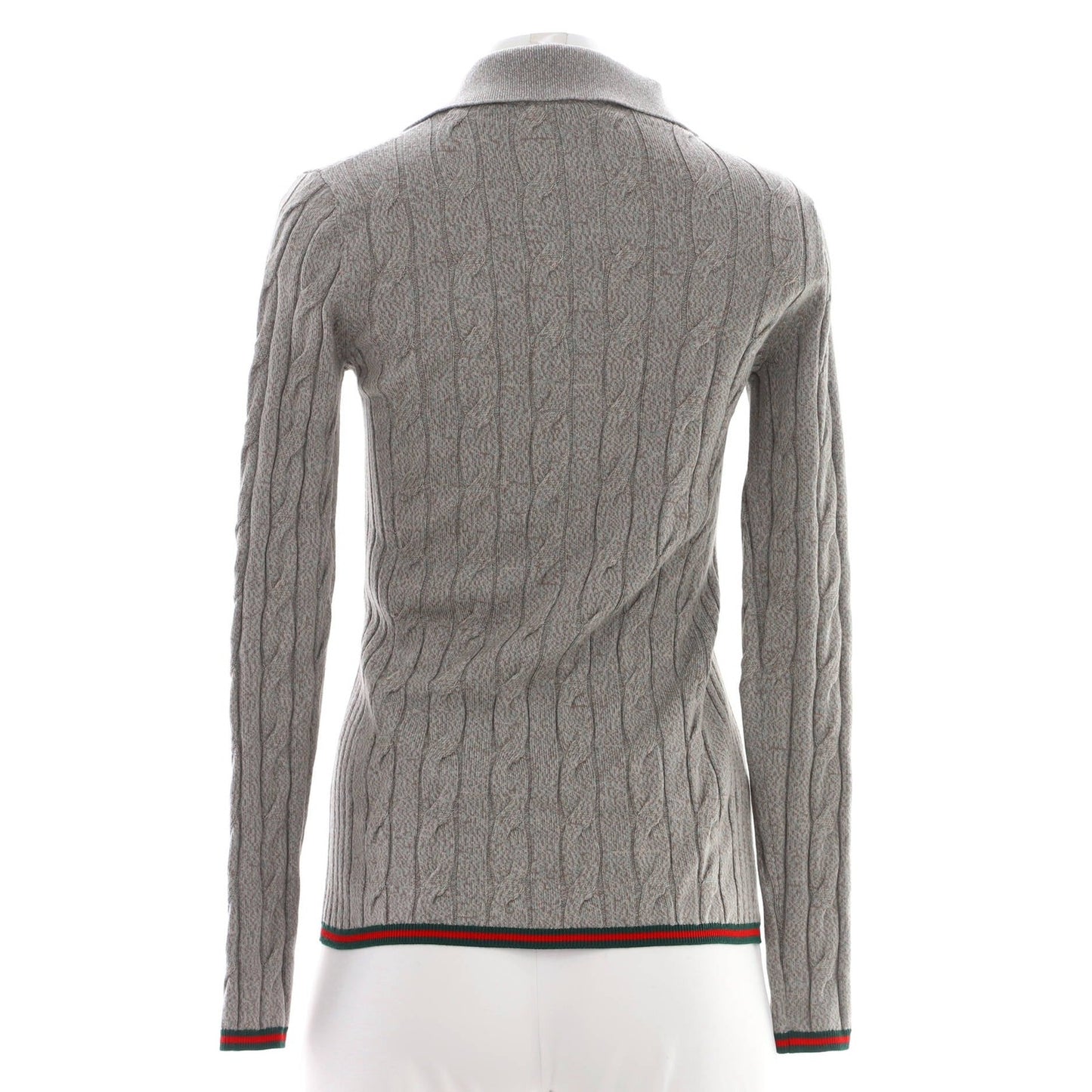 Gucci Women'S Cable Knit Polo Sweater Wool