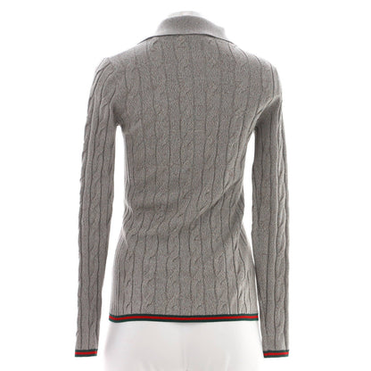 Gucci Women'S Cable Knit Polo Sweater Wool