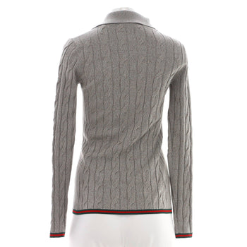 Gucci Women'S Cable Knit Polo Sweater Wool