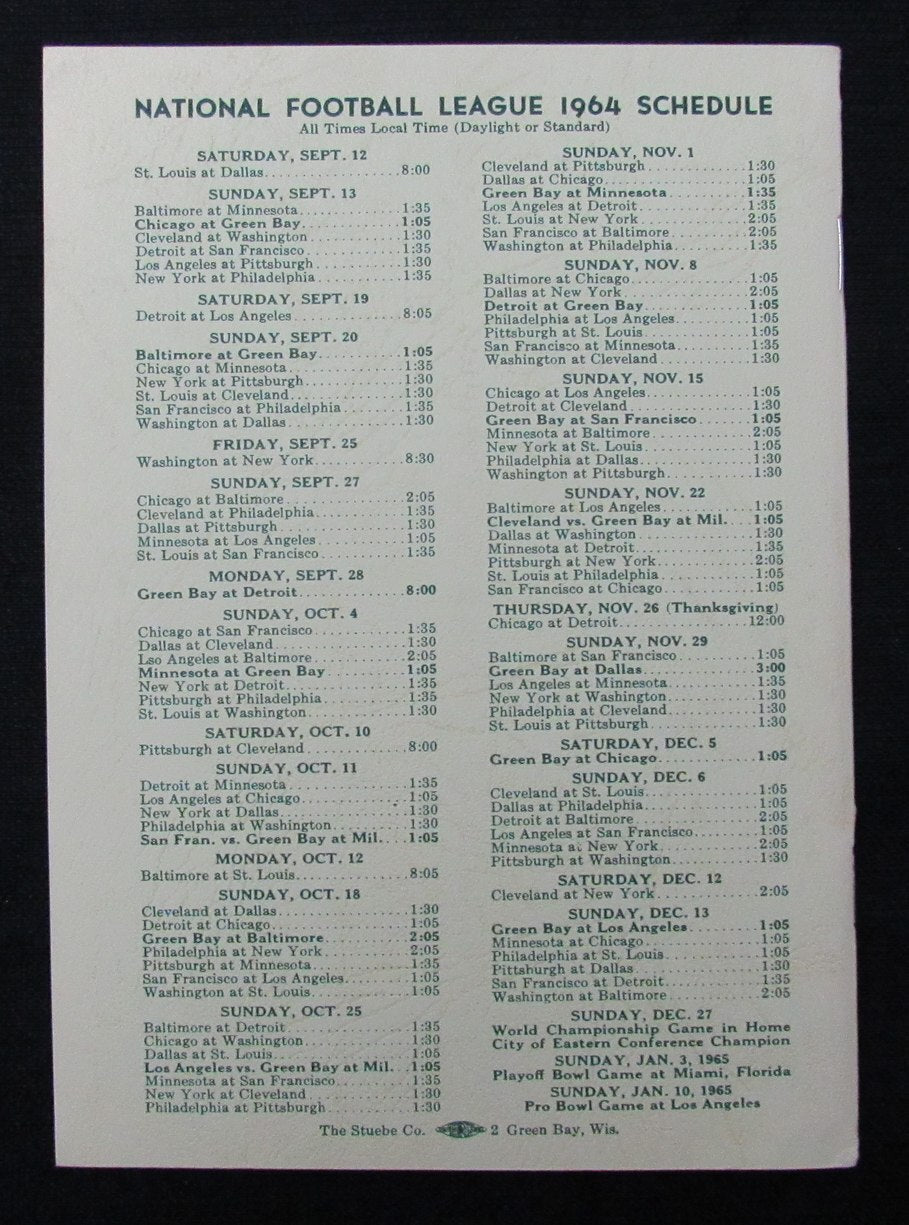 Vintage 1964 Green Bay Packers Press/Media Guide 194668