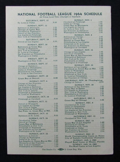 Vintage 1964 Green Bay Packers Press/Media Guide 194668