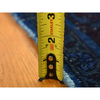 5'1"X10' Blue Hand Knotted Wool Zoroastrian Musel Wide Runner Rug