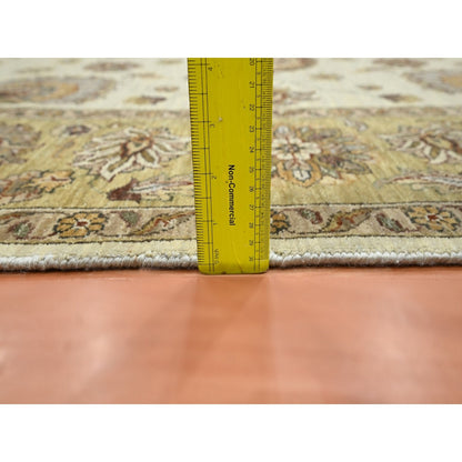 6'6"X8' Ivory Agra With Ziegler Design Leaf Pattern Hand Knotted Wool Rug
