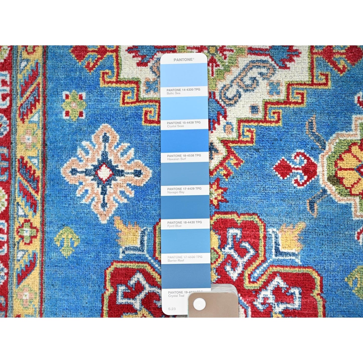8'X10'1" Blue Soft Wool Kazak All Over Design Hand Knotted Oriental Rug