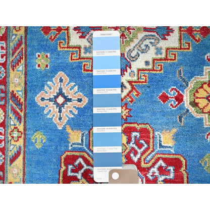 8'X10'1" Blue Soft Wool Kazak All Over Design Hand Knotted Oriental Rug