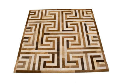 Cowhide leather rug modern square design contemporary carpet ft 6x6 ft