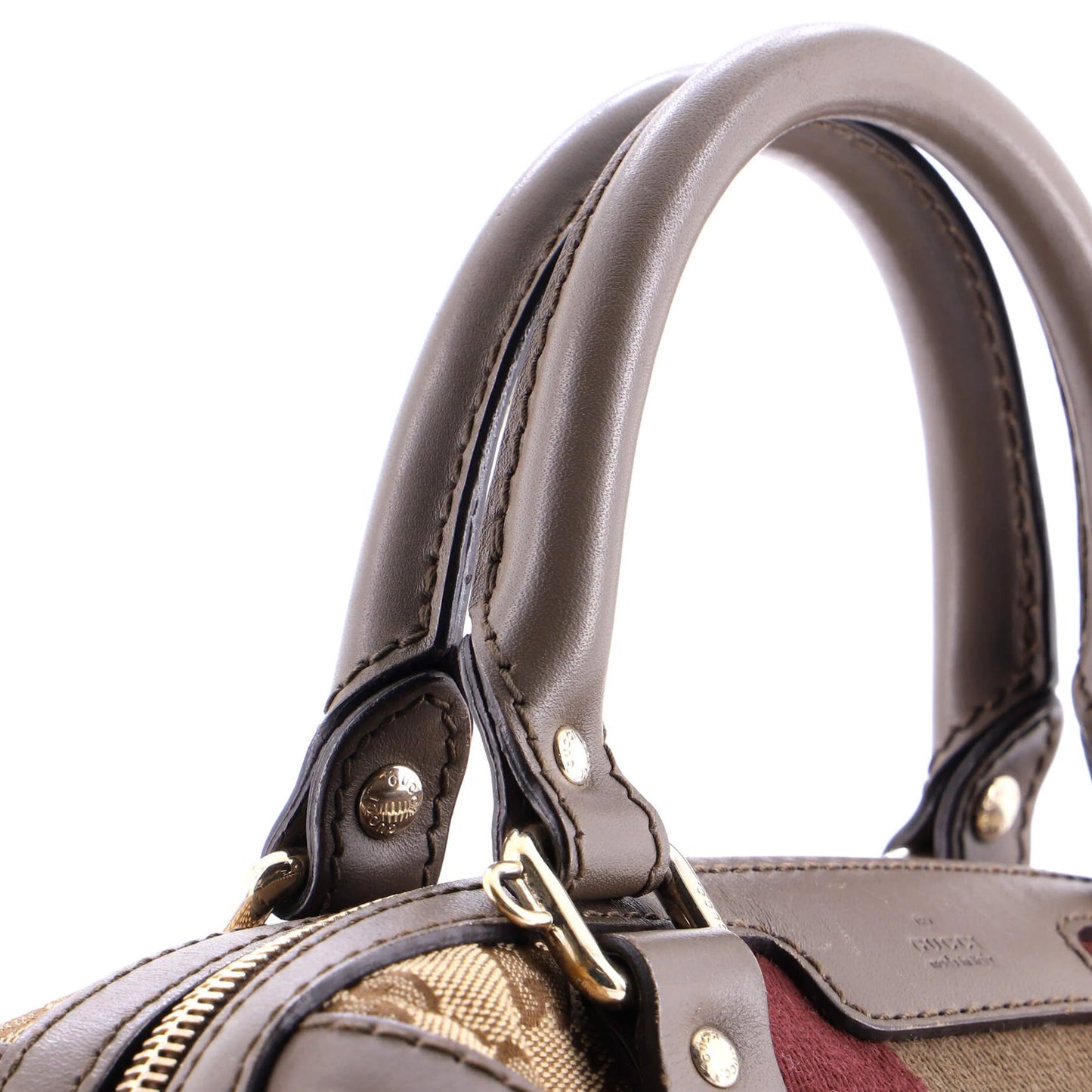 Gucci Vintage Web Boston Bag Gg Canvas Small