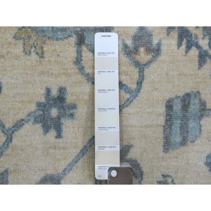 9'1"X11'9" Ivory Hand Knotted Fine Peshawar Afghan Wool Rug