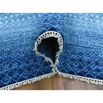 9'10"X14' Blue Modern Chiaroscuro Collection Pure Wool Hand Knotted Rug