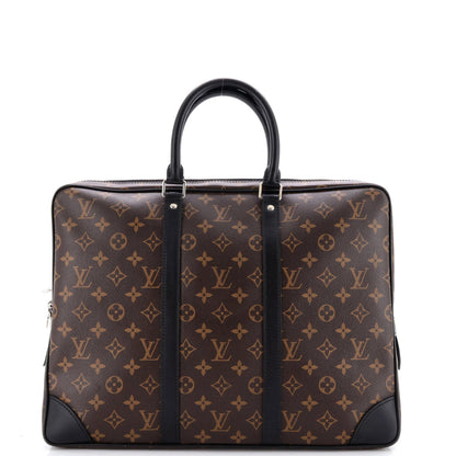 Louis Vuitton Porte-Documents Voyage Bag Macassar Monogram Canvas