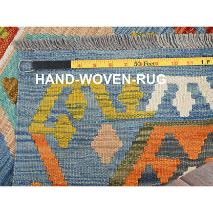 1'10"X5' Colorful Afghan Kilim 100% Wool Rug Flat Weave Hand Woven Runner