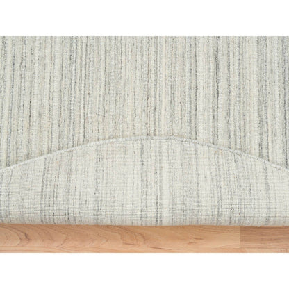 6'1"X6'1" Ivory Hand Loomed Undyed Natural Wool Modern Design Round Rug