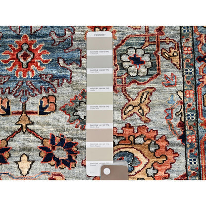 4'1"X11'9" Agate Gray Heris All Over Design Hand Knotted Wool Runner Rug