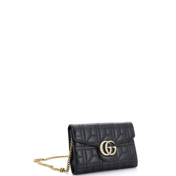 Gucci Pearly Gg Marmont Chain Wallet Matelasse Leather Mini