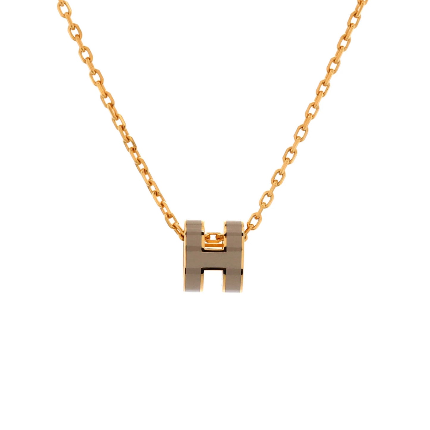 Hermes Pop H Pendant Chain Necklace Metal And Enamel Mini