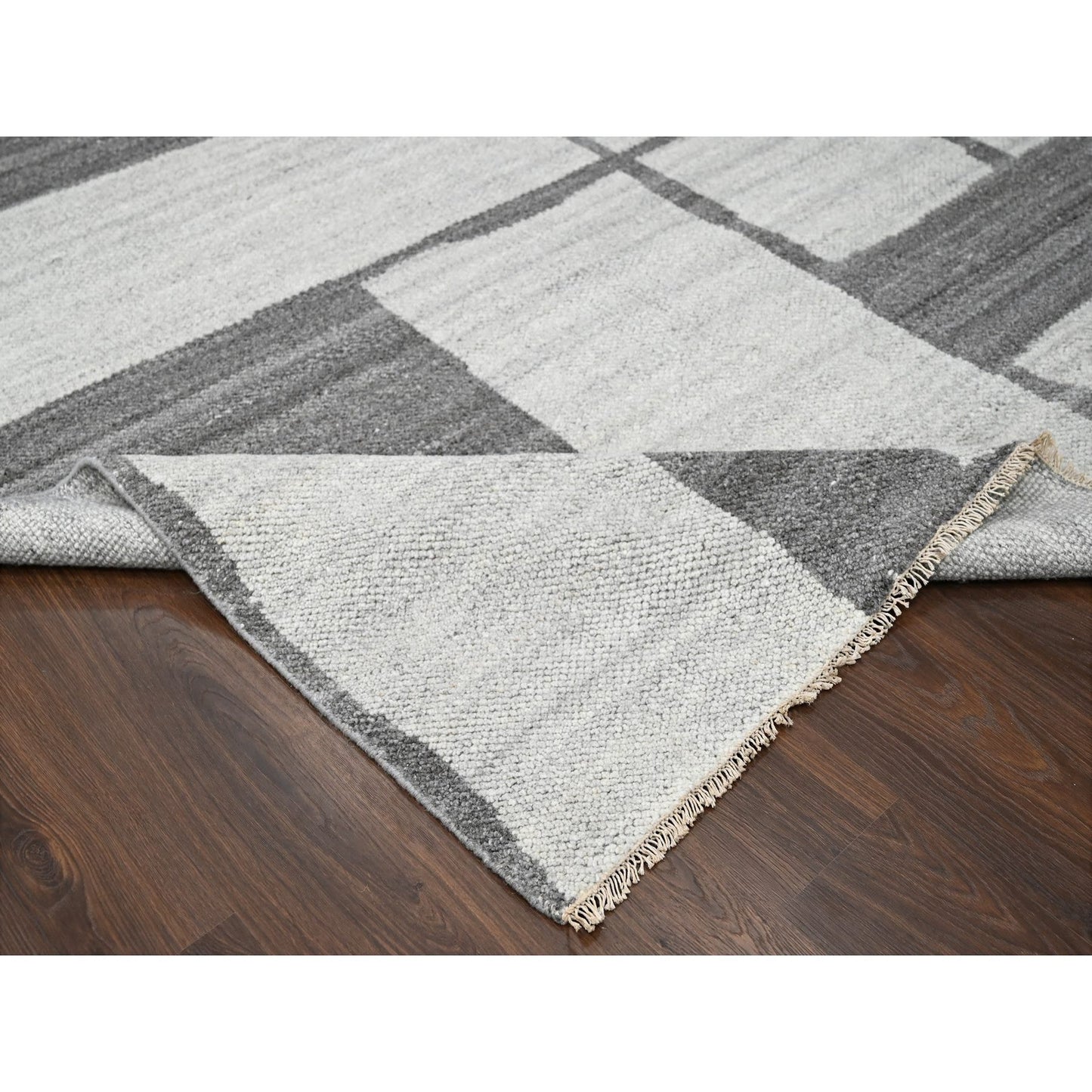9'X11'8" Grey Wool Hand Knotted Natural Dyes Modern Oriental Rug