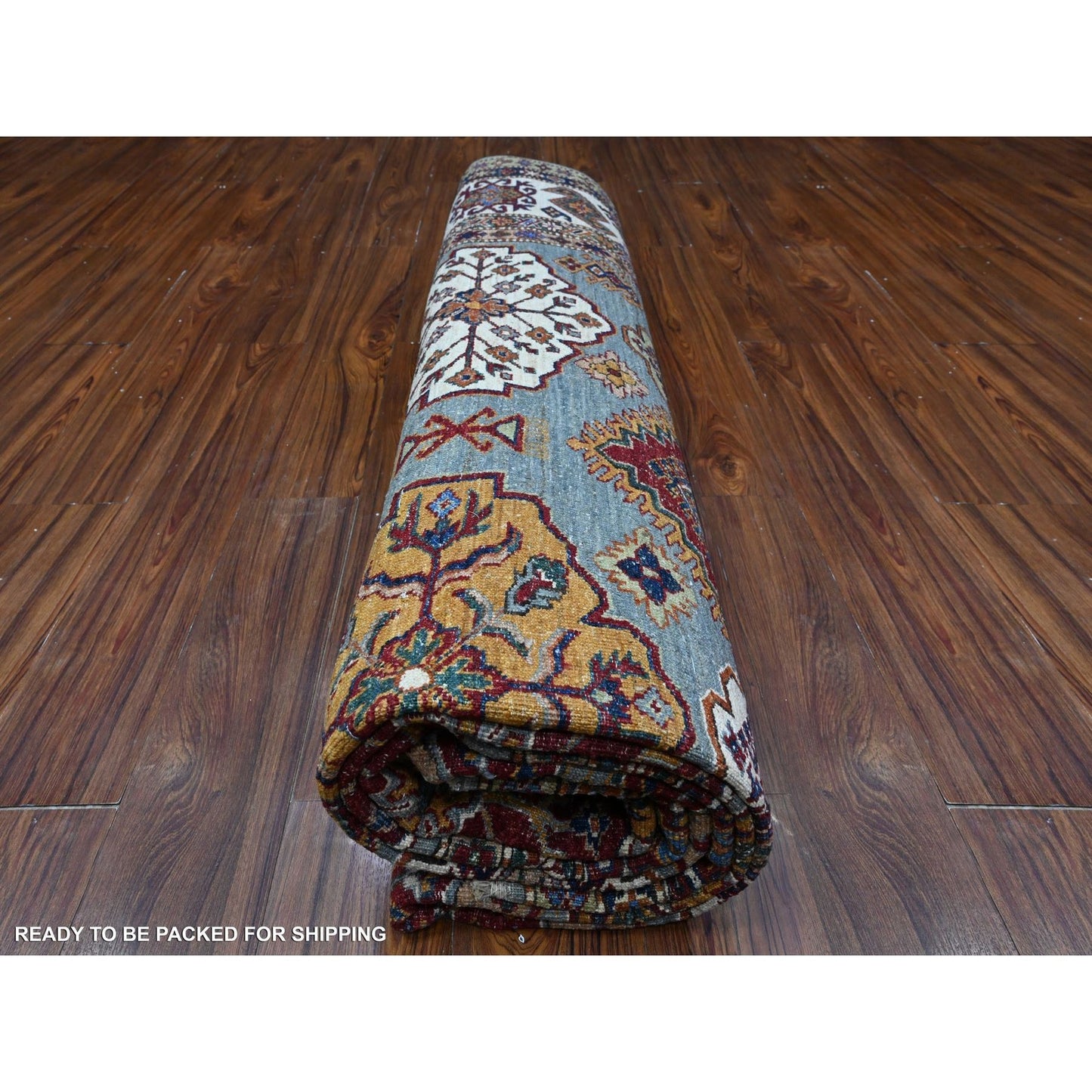 9'X12'5" Normandy Gray Hand Knotted Super Kazak Tribal Wool Oriental Rug