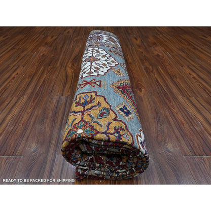 9'X12'5" Normandy Gray Hand Knotted Super Kazak Tribal Wool Oriental Rug