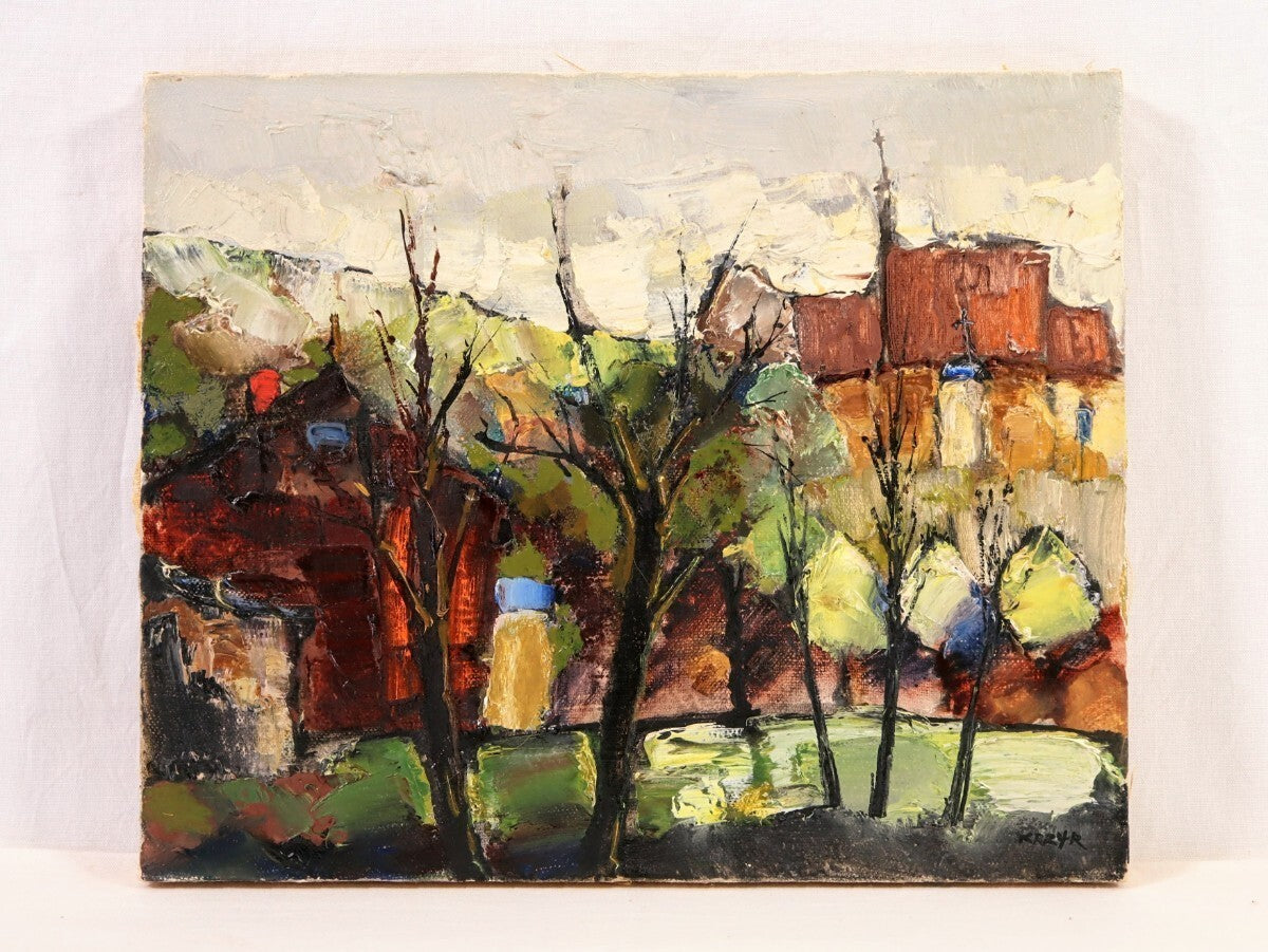 Krzysztof Raczynski Oil Painting Kazimierz Landscape Poland Signed 1991