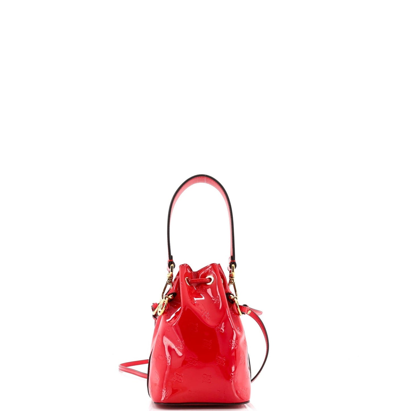 Fendi Karligraphy Mon Tresor Bucket Bag Embossed Patent Mini