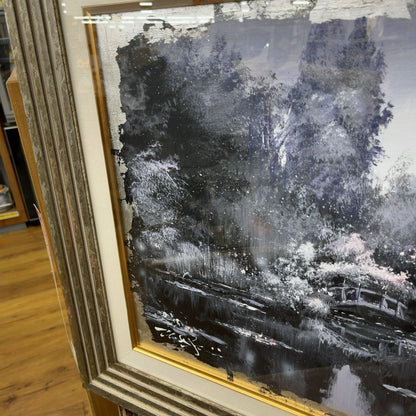 Nate Giorgio (Us) Original Acrylic Painting Signed & Inscribed Water Garden Iii