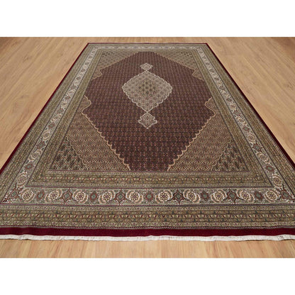 11'9"X15'1" Carmine Red Tebraz Mahi Soft Wool Hand Knotted Oversized Rug