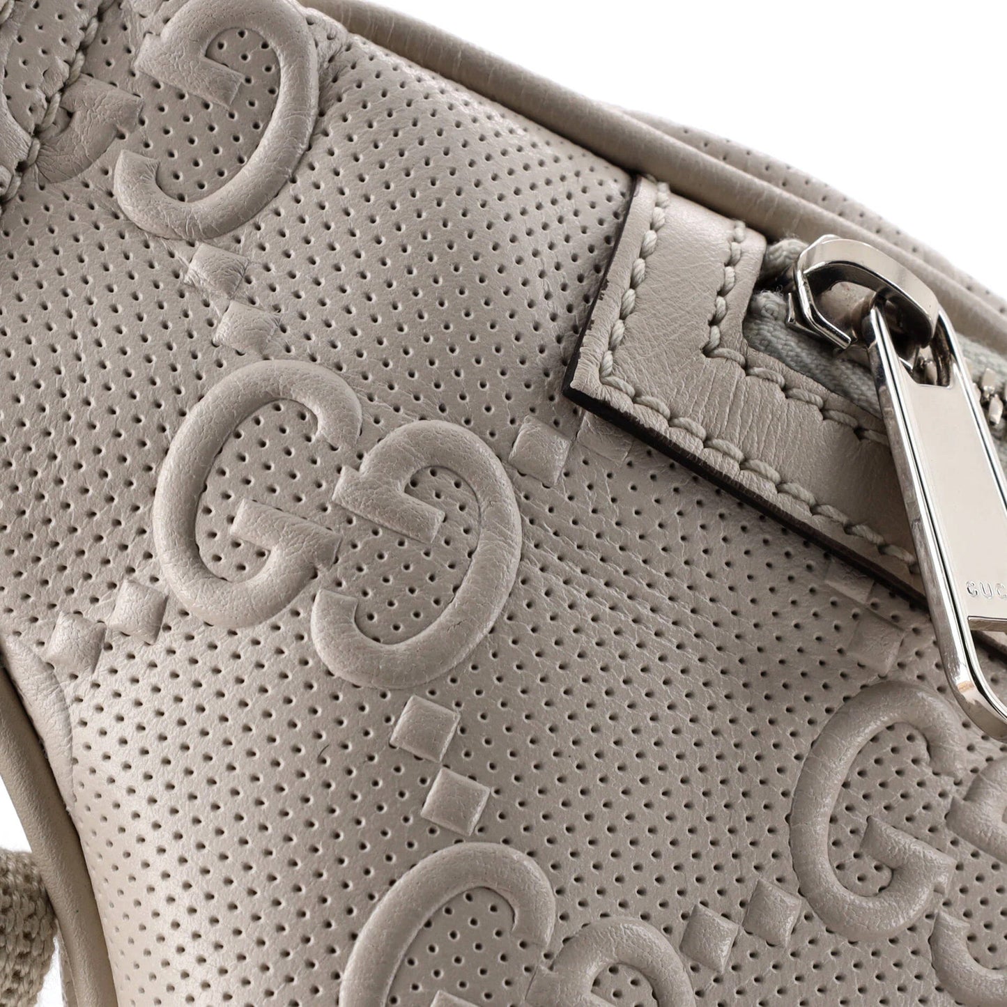 Gucci Front Pocket Belt Bag Gg Embossed Perforated Leather