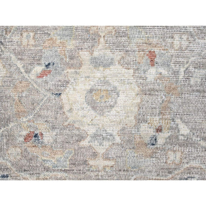 9'X11'9" Gray Antiqued Tebraz Design Zero Pile 100% Wool Hand Knotted Rug