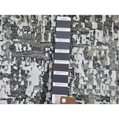 3'1"X5' Abstract Design Wool Denser Weave Hand Knotted Mat Rug