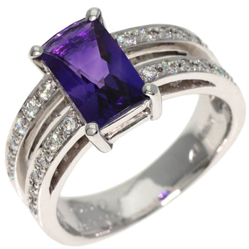 1.87Ct Amethyst Diamond Ring K18 White Gold  8.5G