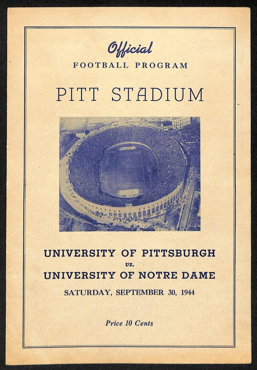 1944 Pitt Vs Notre Dame Rare Vintage College