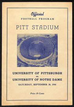 1944 Pitt Vs Notre Dame Rare Vintage College