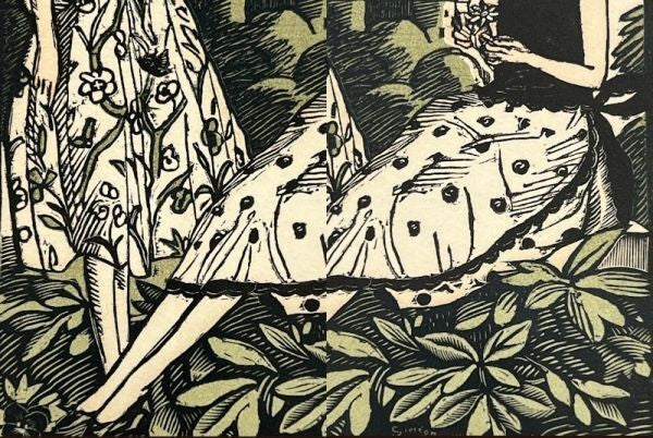Fernand Simeon Woodblock Print "Un Peu, Beaucoup" C.1920S Gazette Du Bon Ton