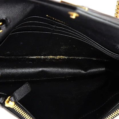 Saint Laurent Classic Monogram Wallet On Chain Matelasse Chevron Leather Small