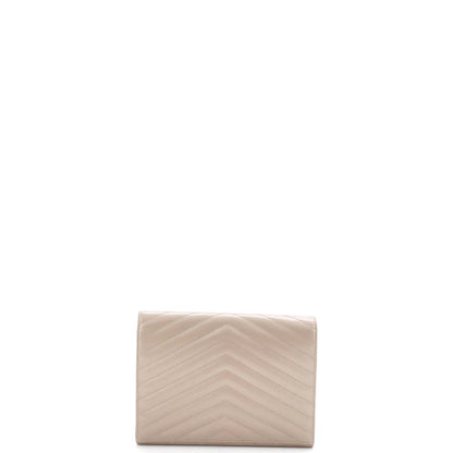 Saint Laurent Classic Monogram Envelope Wristlet Clutch Matelasse Chevron