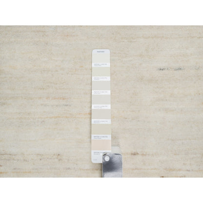 2'6"X13'10" White Hand Knotted Lori Buft Gabbeh Pure Wool Runner Rug