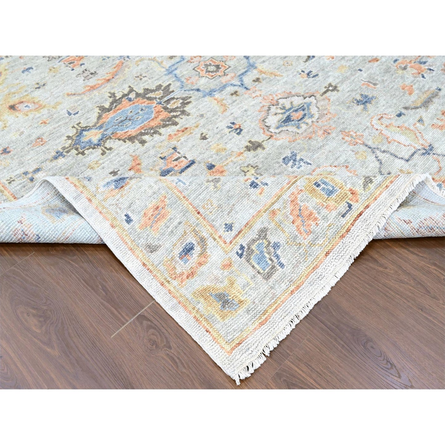 8'10"X11'10" Gray Supple Collection Oushak Design Hand Knotted Wool Rug