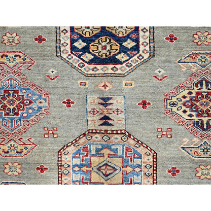 8'10"X11'9" Wrought Iron Gray Soft Pure Wool Hand Knotted Super Kazak Rug
