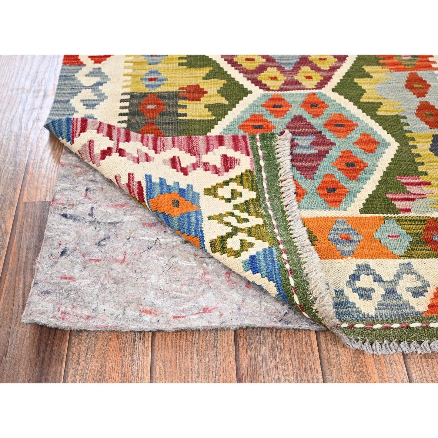 2'5"X9'9" Colorful Afghan Kilim 100% Wool Rug Flat Weave Hand Woven Runner