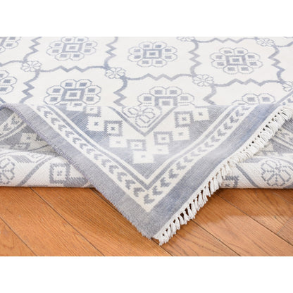 8'1"X10'2" Ivory Agra Mughal Dynasty Design Cotton Hand Knotted Rug
